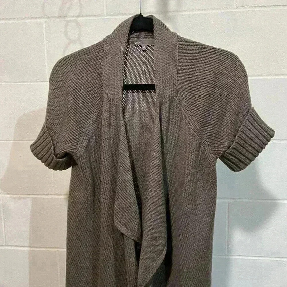 NEW Vince Women's SS Cardigan Sweater XSMALL Brown Wool Blend Draped Open Front - Picture 3 of 13